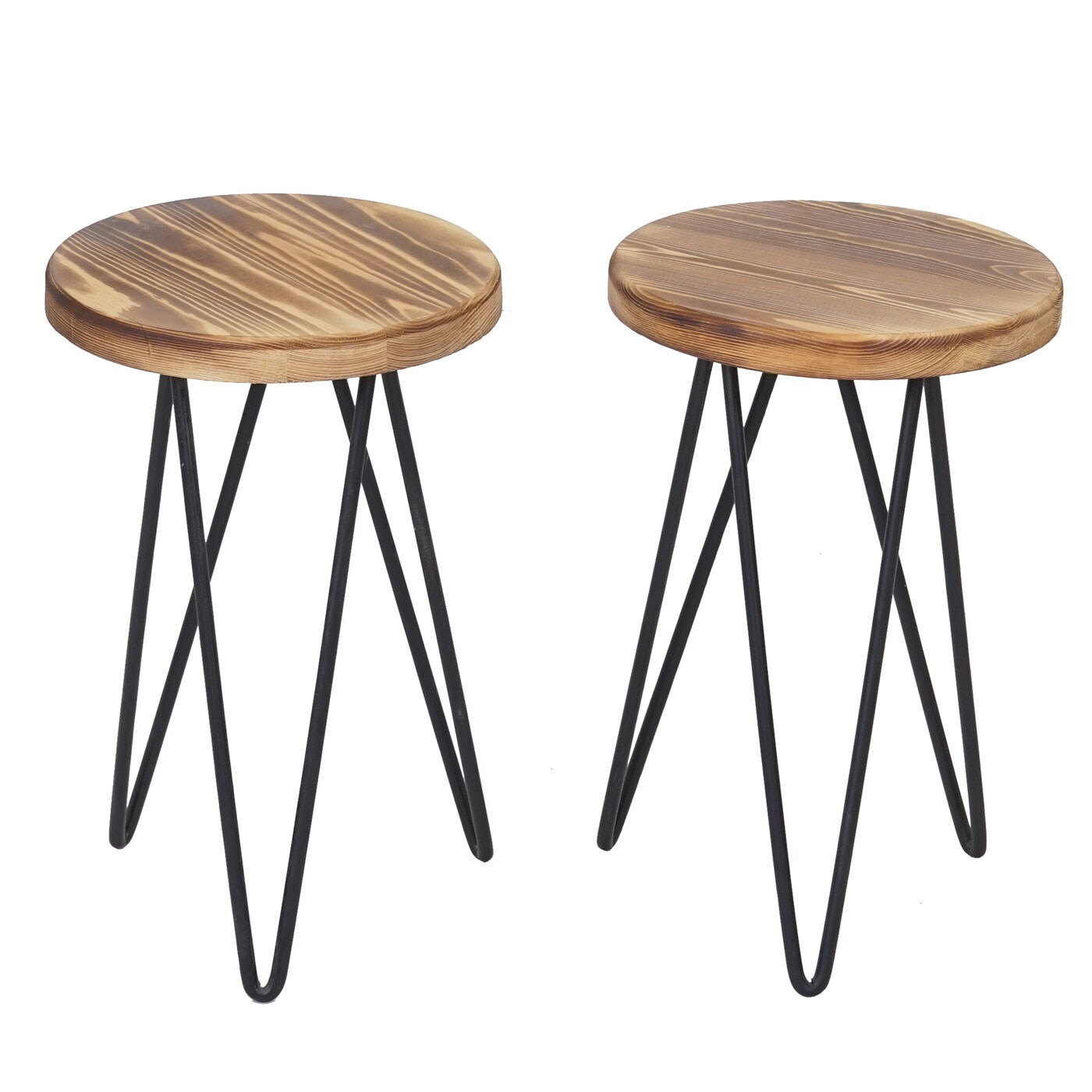 2er-Set Sitzhocker mit Tisch MCW-A80, Sitzgruppe, Industriedesign Echtholz MVG-zertifiziert