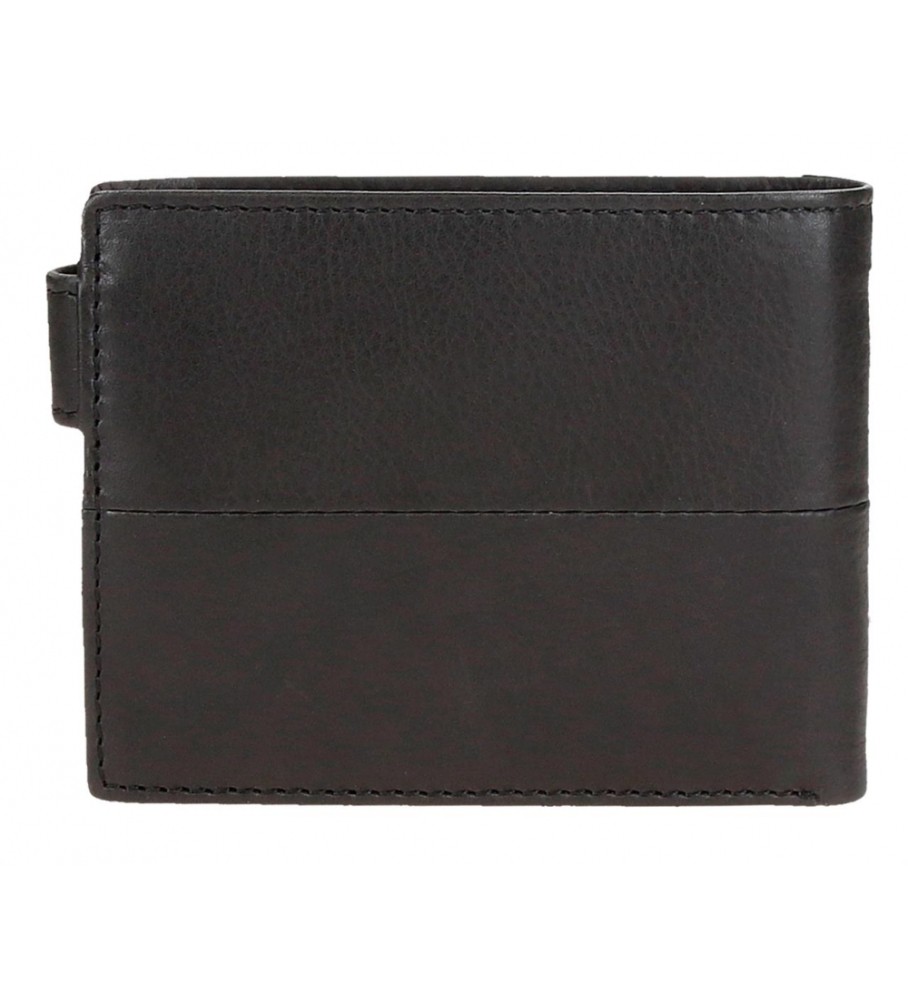 Carteira vertical Pepe Jeans Cracker em couro preto com fecho de clique
