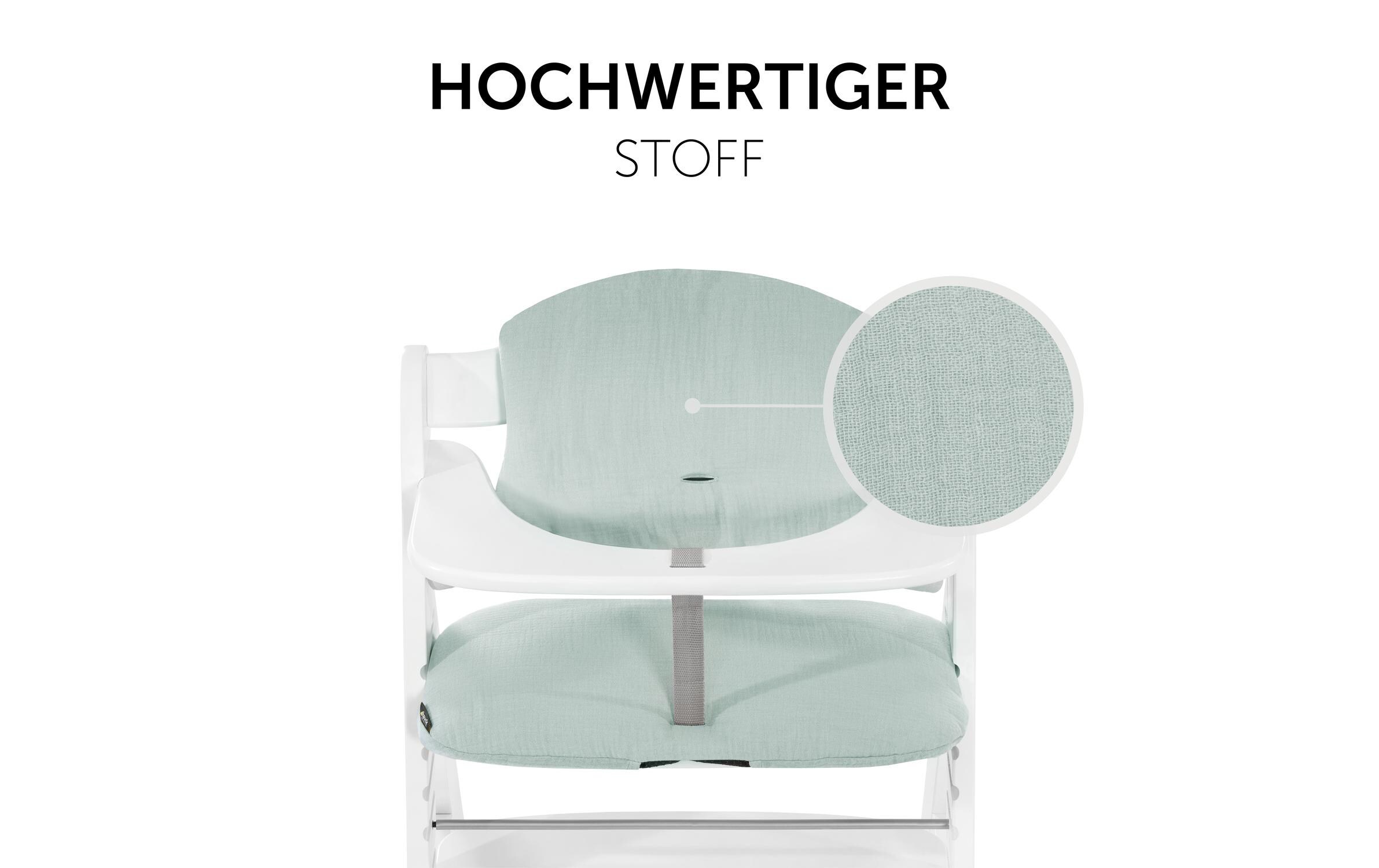 Sitzkissen Select Muslin Mint zu Alpha+Hochwertige Hochstuhlauflage