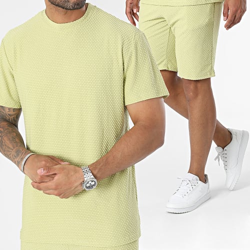 Ensemble Tee Shirt Et Short Jogging Vert Clair