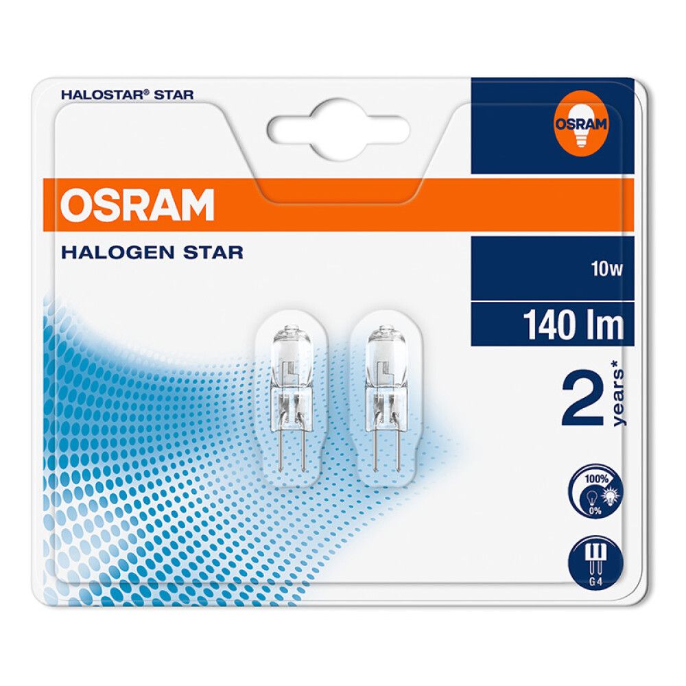 LYSPÆRE OSRAM STAR HALOSTAR G4 140LM 10W 2PK