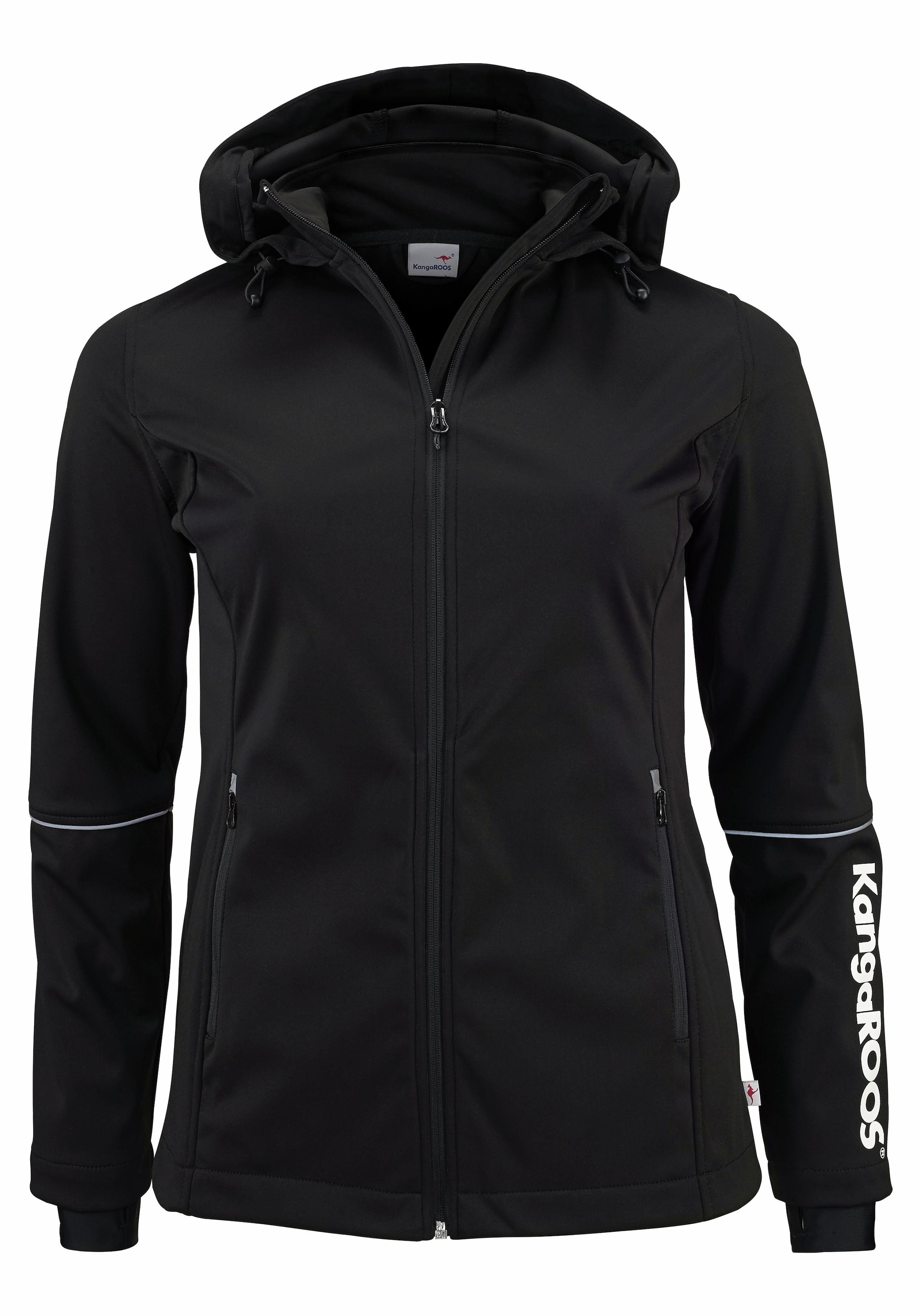 KangaROOS Softshelljacke mit Kapuze aus Softshell-Material,  figurumschmeichelnder Schnitt, grosse Grössen