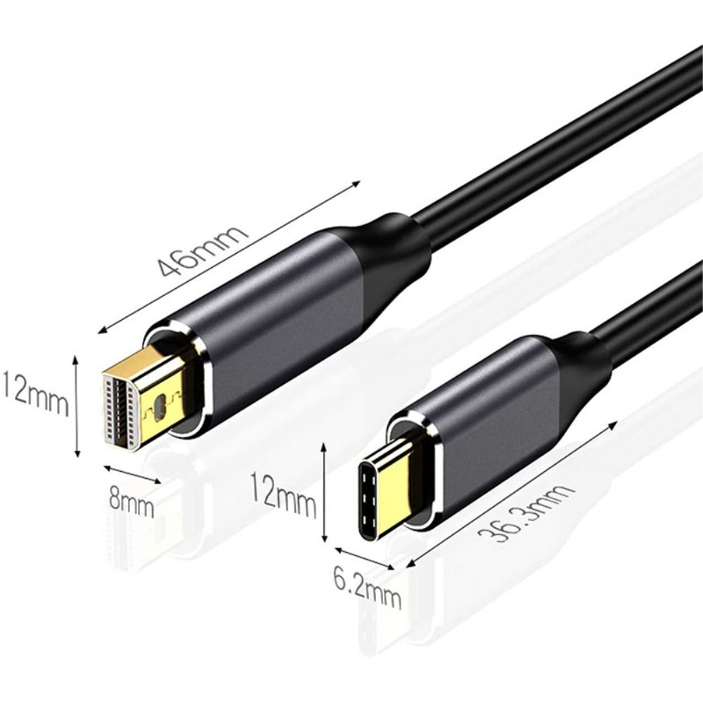 (1.8m) USB C auf Mini DisplayPort MDP Thunderbolt 3 (4K@60Hz) Adapter Kabel - Schwarz