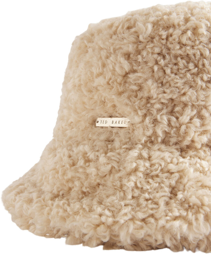 Ted Baker FLUFFYI Faux Shearling Bucket Hat Natural