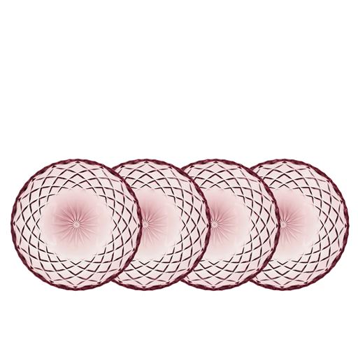Lyngby Glas Sorrento 4-pak Asiet, Pink, Ø16 cm