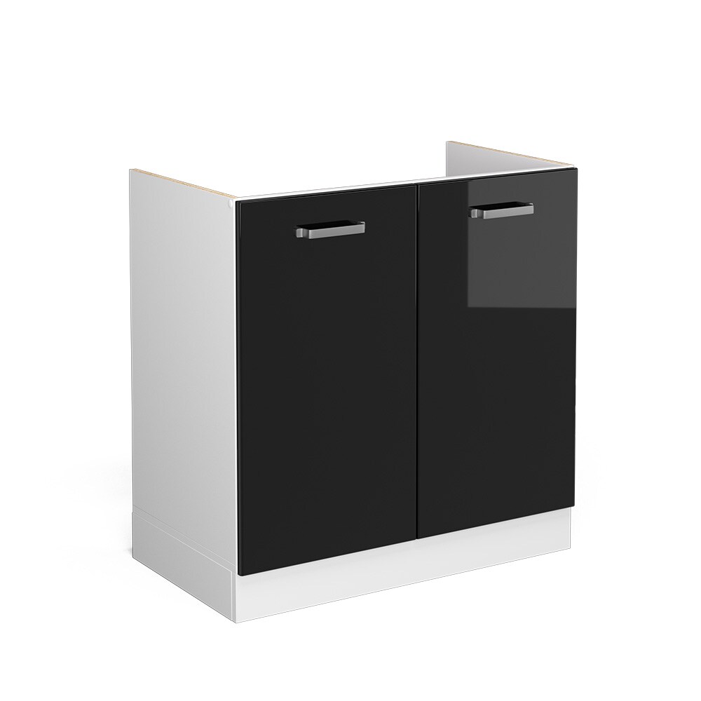 Vicco Spülenunterschrank Küchenschrank R-Line Solid Weiß Schwarz 80 cm modern
