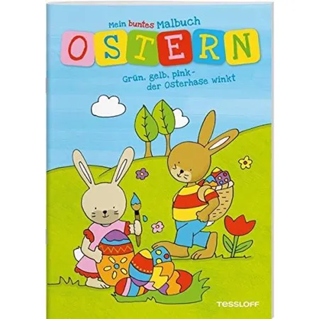 Tessloff Mein buntes Malbuch Ostern. Grün, gelb, pink - der Osterhase winkt