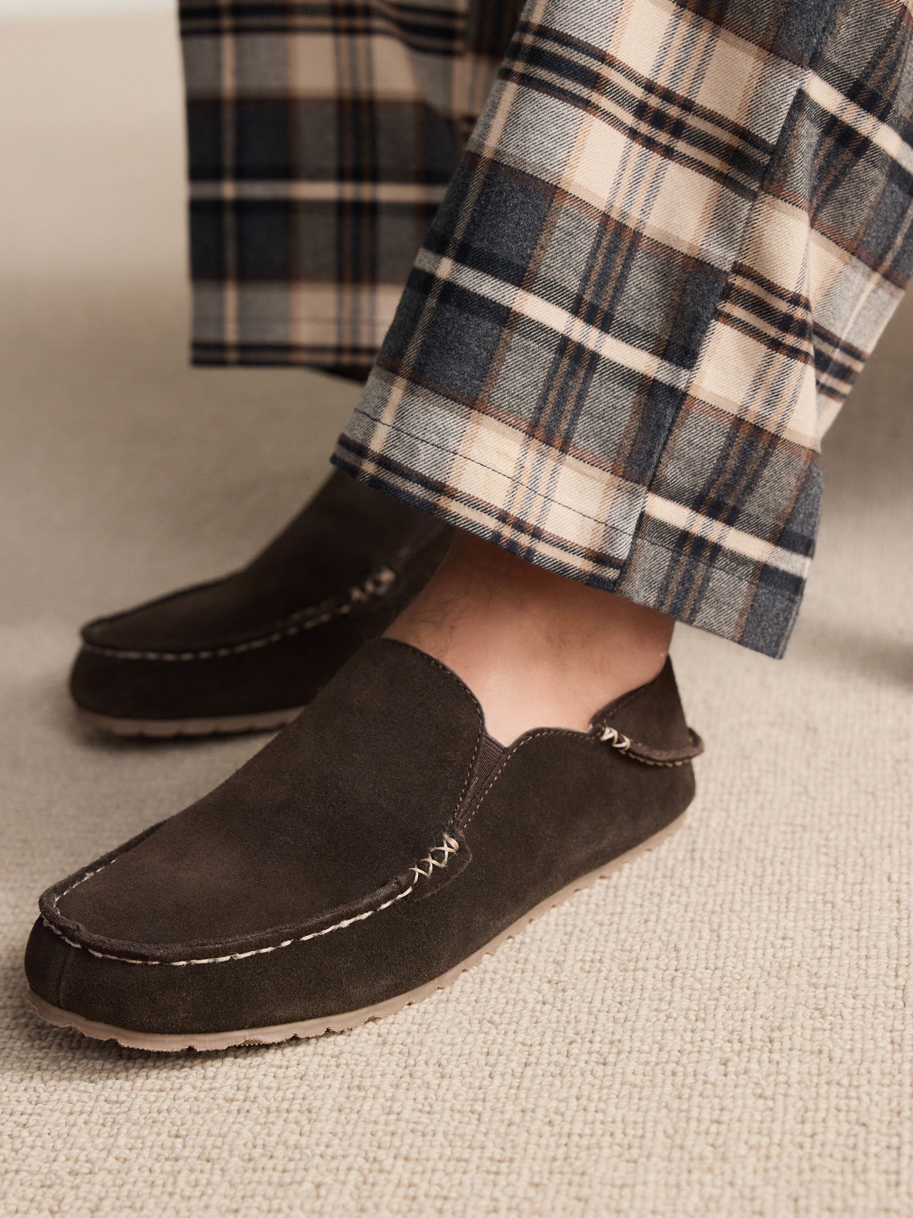 Bruin - Signature Kickdown suède moccasinpantoffels