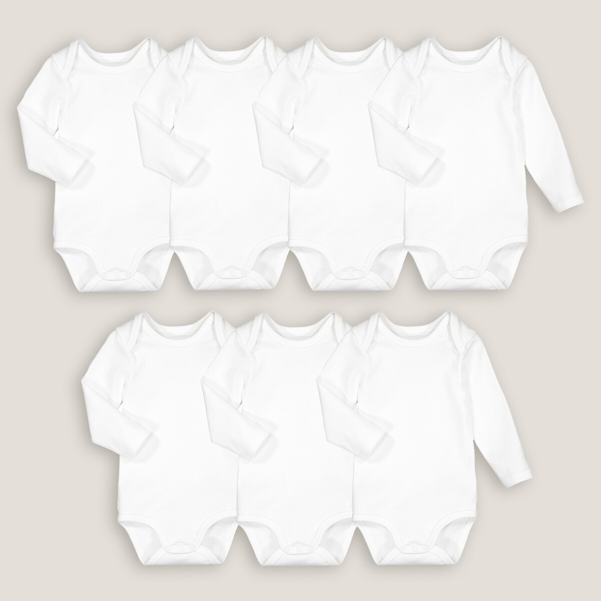 COLEÇÃO LA REDOUTE<br>Conjunto de 7 bodies brancos de manga comprida