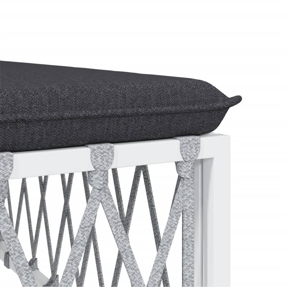 Salon de jardin meuble d'extérieur ensemble de mobilier avec coussins 6 pièces blanc acier