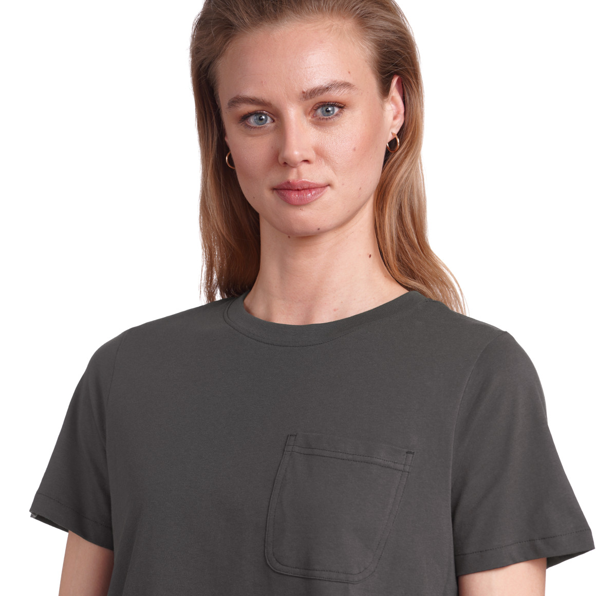 Jonas Nielsen Damen T-Shirt mit Brusttasche dunkelgrau