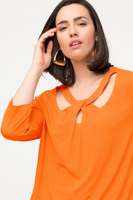 Shirt, Cut-Outs, Classic, Rundhals, 3/4-Arm