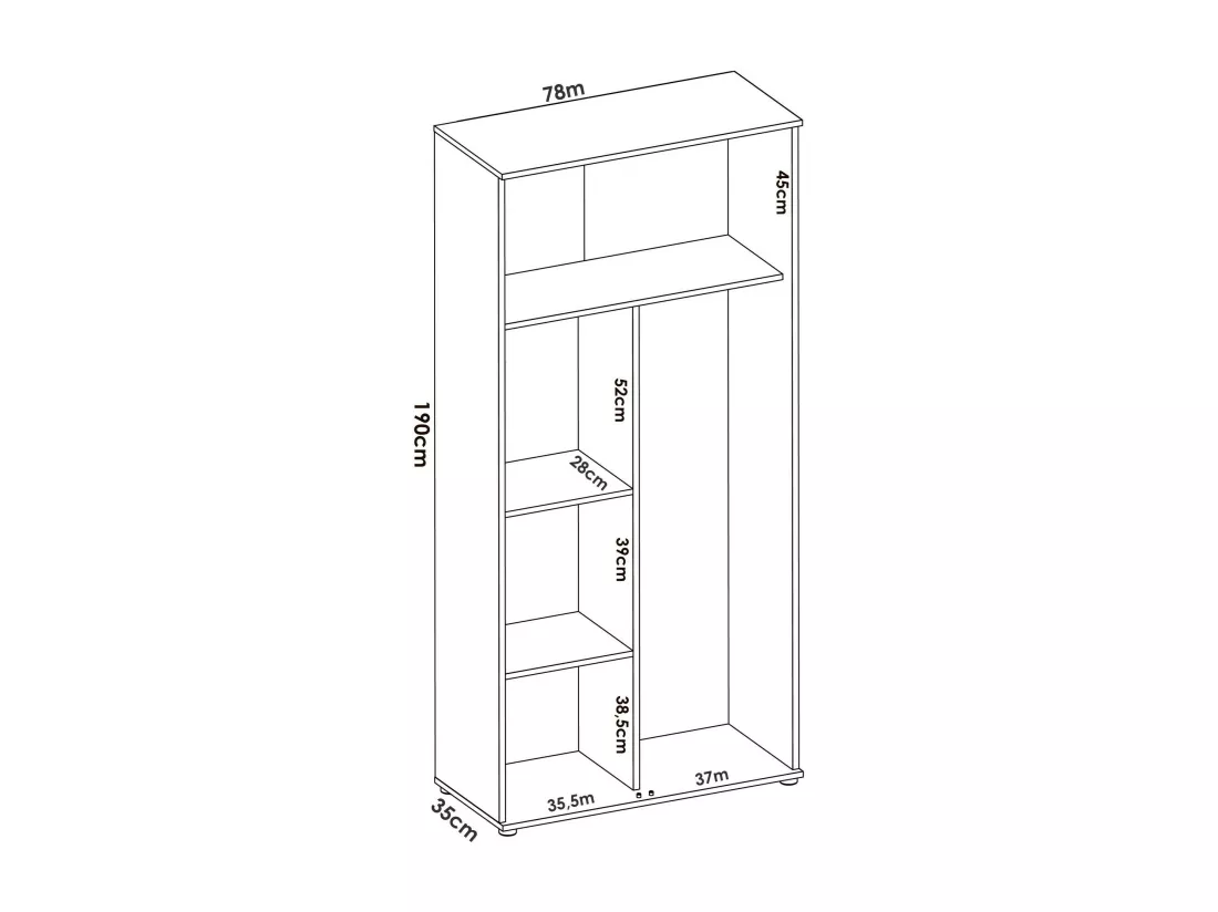 Armoire polyvalente Ddeiol, Armoire porte-balai multifonctionnelle, armoire 2 portes, 78x35h190 cm, Blanc