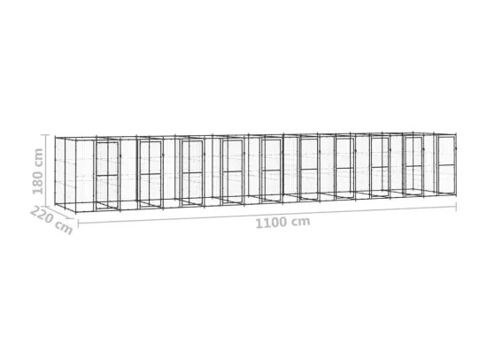 Chenil extérieur cage enclos 1100 x 220 x 180 cm 02_0000365