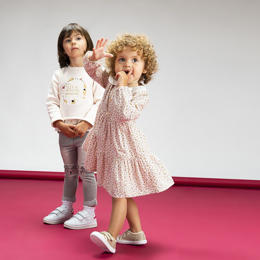Jean denim fantaisie pour bébé fille - Gris chiné