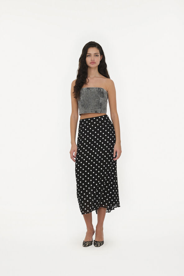 ROTATE Birger Christensen Chiffon Midi Skirt 1000 black comb.