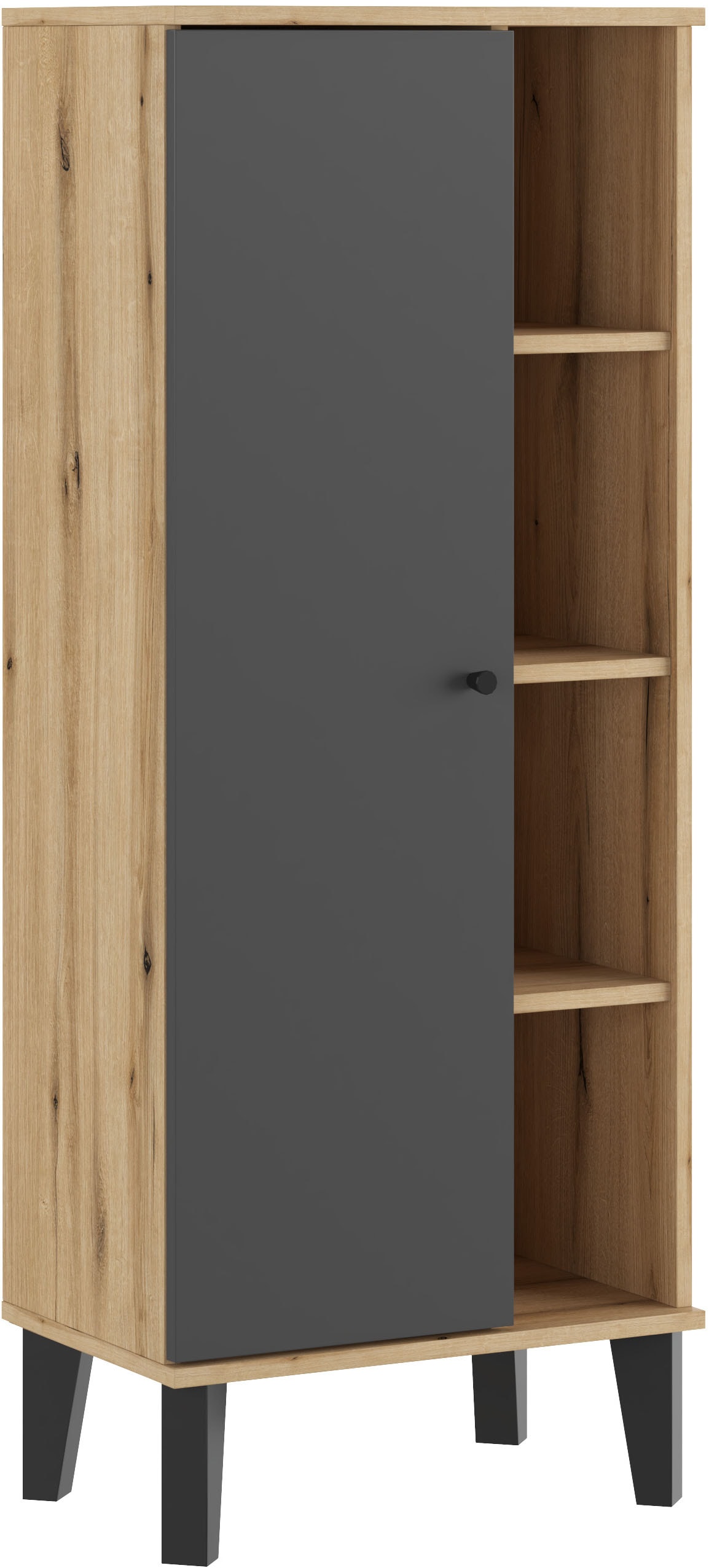 INOSIGN Stauraumschrank »Oslo, Badschrank mit Knopfgriff, Hochschrank im skandinavischen Design« in der Türfarbe Weiss oder Grau verfügbar, ausreichend Stauraum
