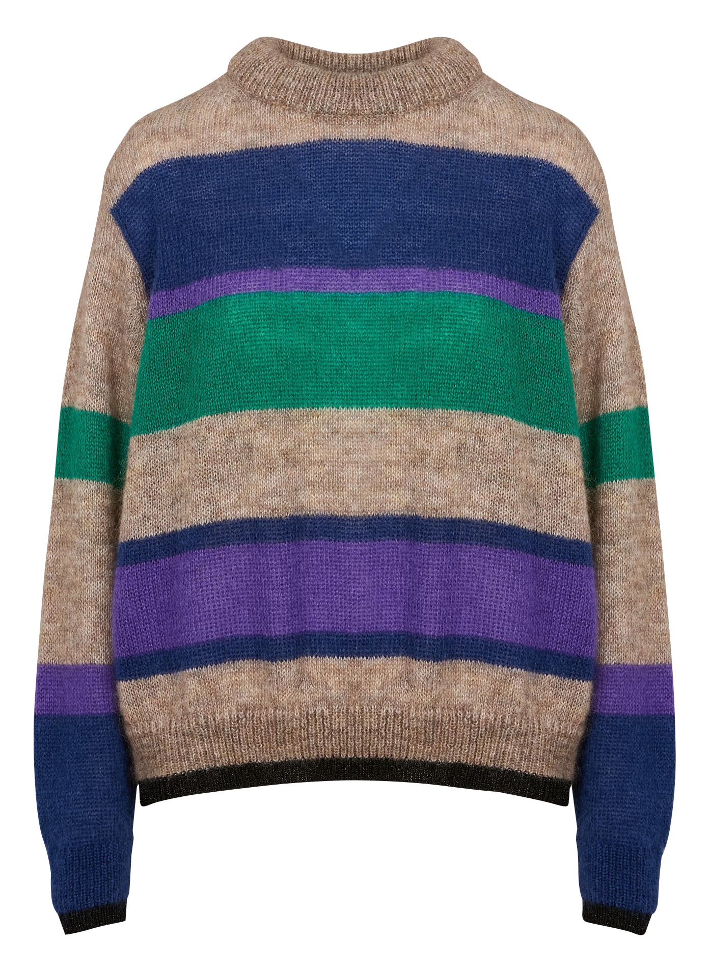 MADRA - Pull ample col rond à imprimé| Beige