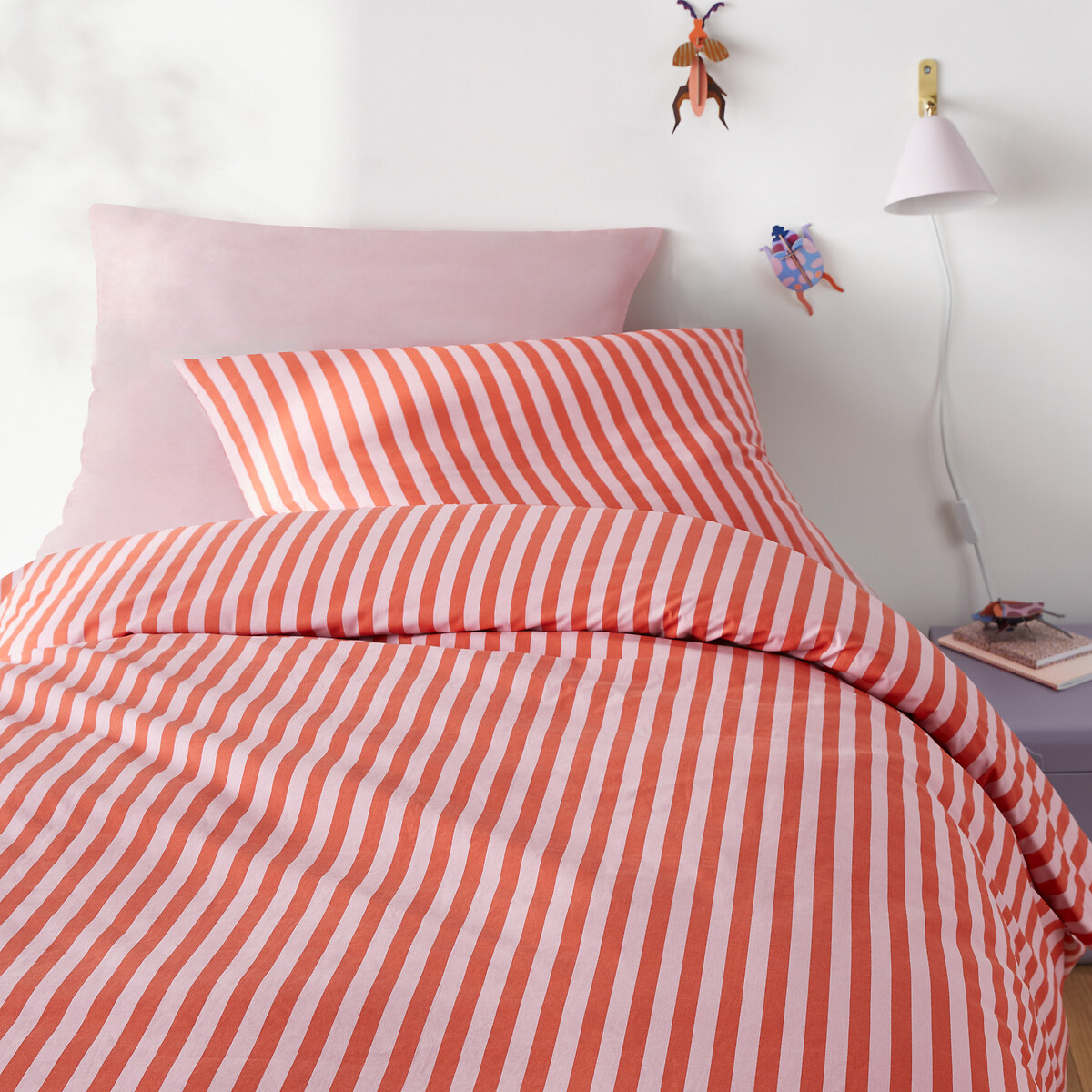 LA REDOUTE INTERIEURS<br>Conjunto de cama 50% algodão reciclado, rosa Sacha
