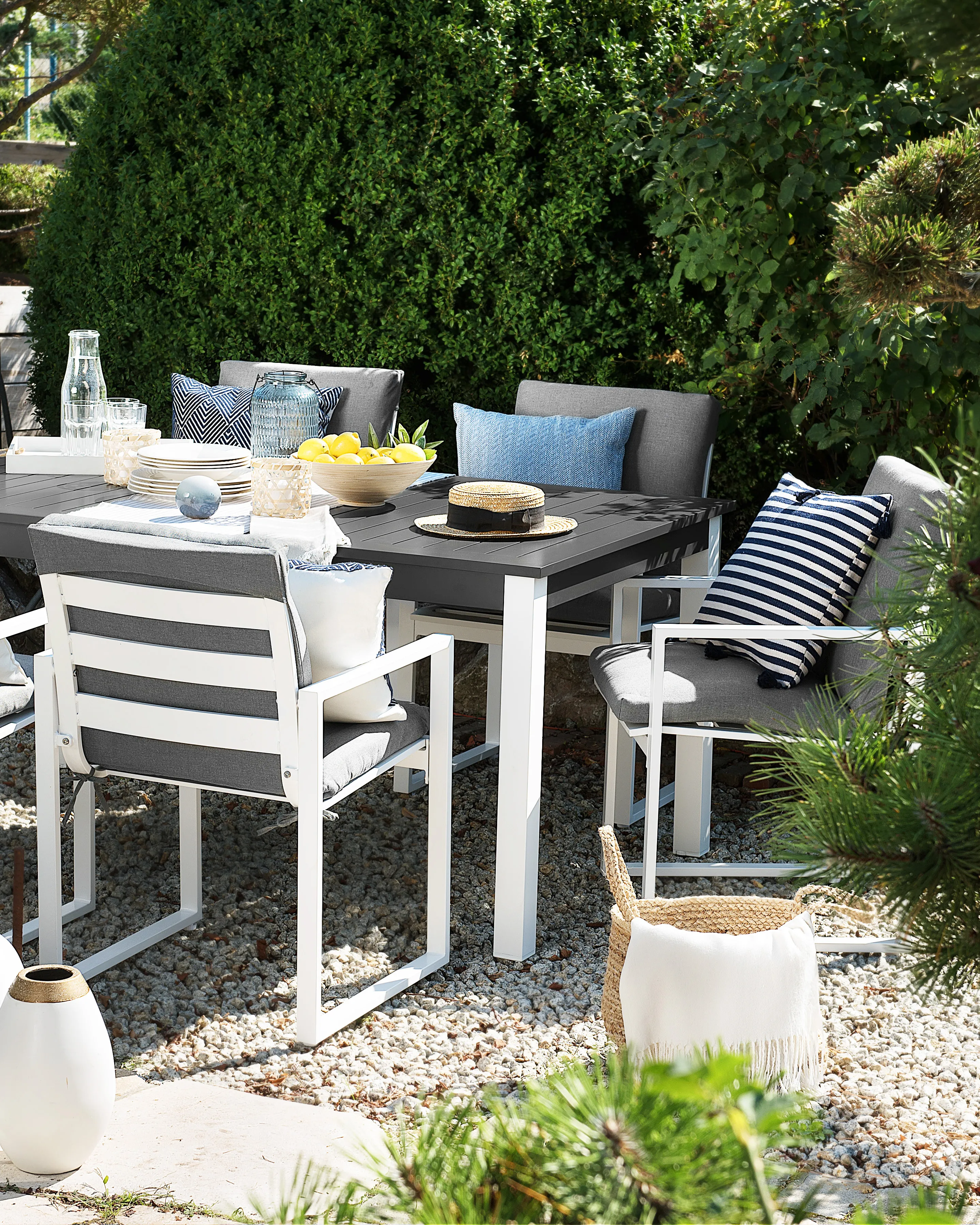 Set van 2 stoelen met zitkussen PANCOLE Stof Grijs