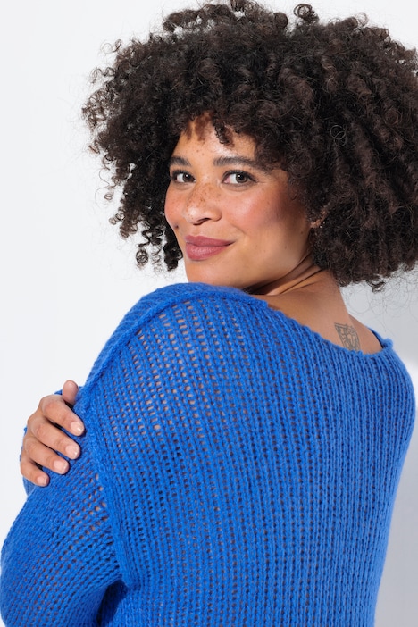 Pullover, oversized, Ballonärmel, V-Ausschnitt.