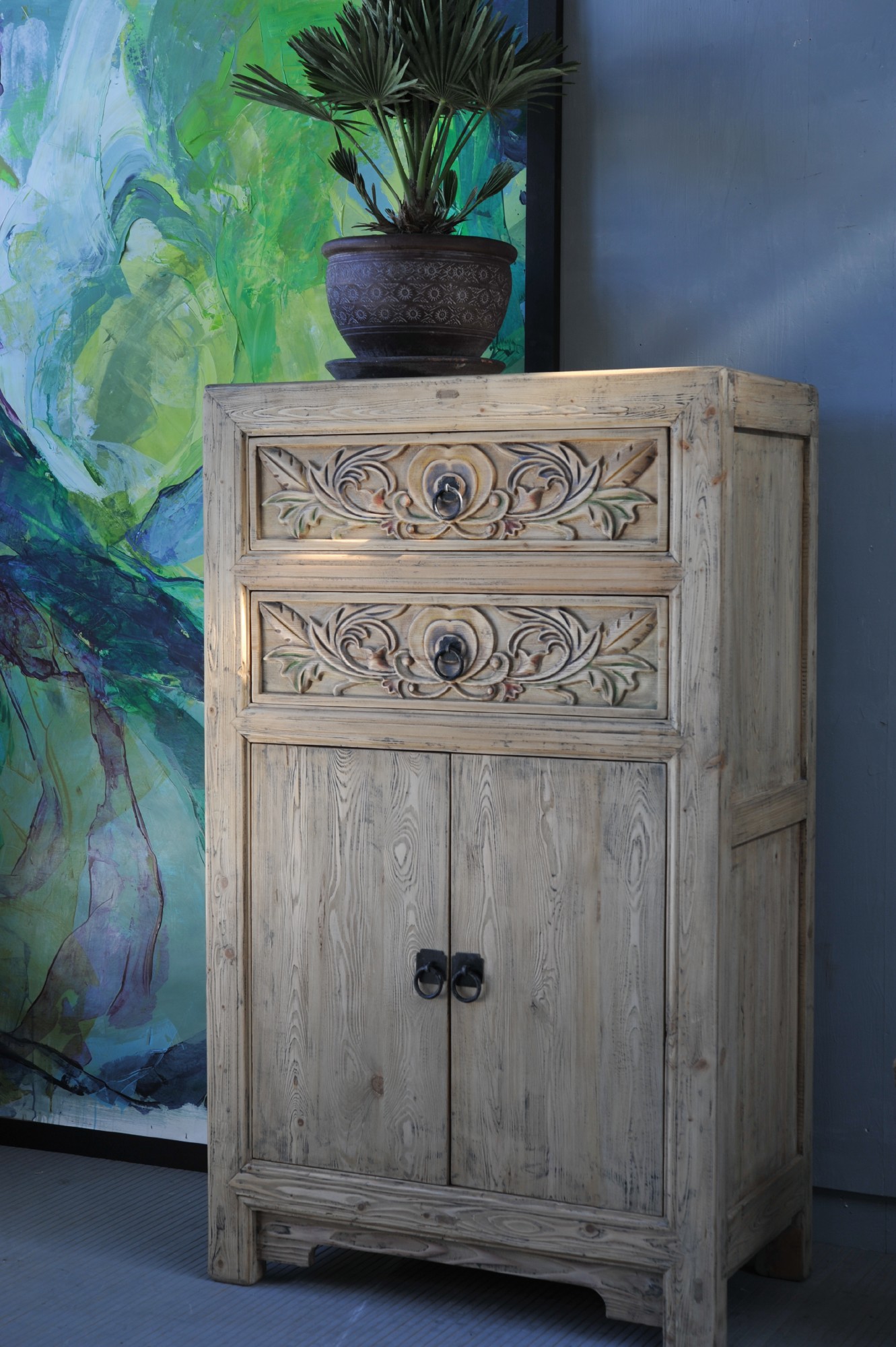 Kommode 'Herolind', 2 Schubladen, 2 Türen, natur, T 45 cm, B 83 cm, H 138 cm von fischer's lagerhaus