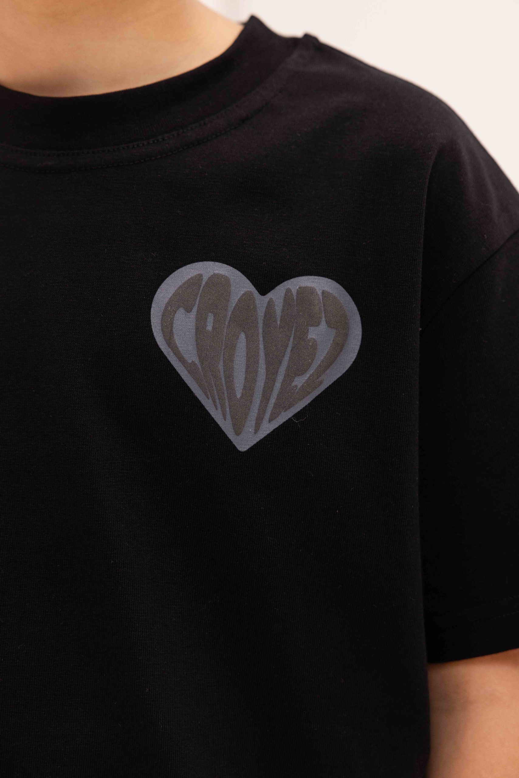 Croyez Mini Puffed Heart T-Shirt Kids Zwart