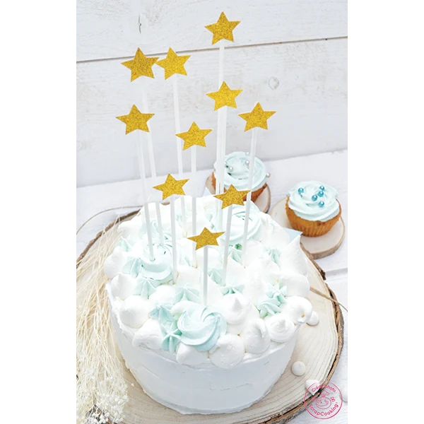 Cake toppers étoiles dorées Scrapcooking