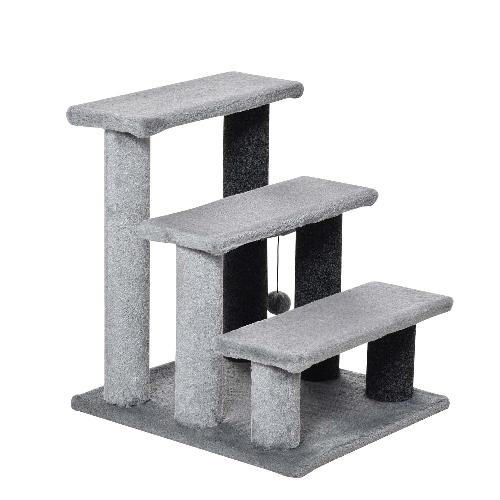 PawHut Haustiertreppe mit Kratzsäulen grau 45 x 40 x 48 cm (LxBxH)