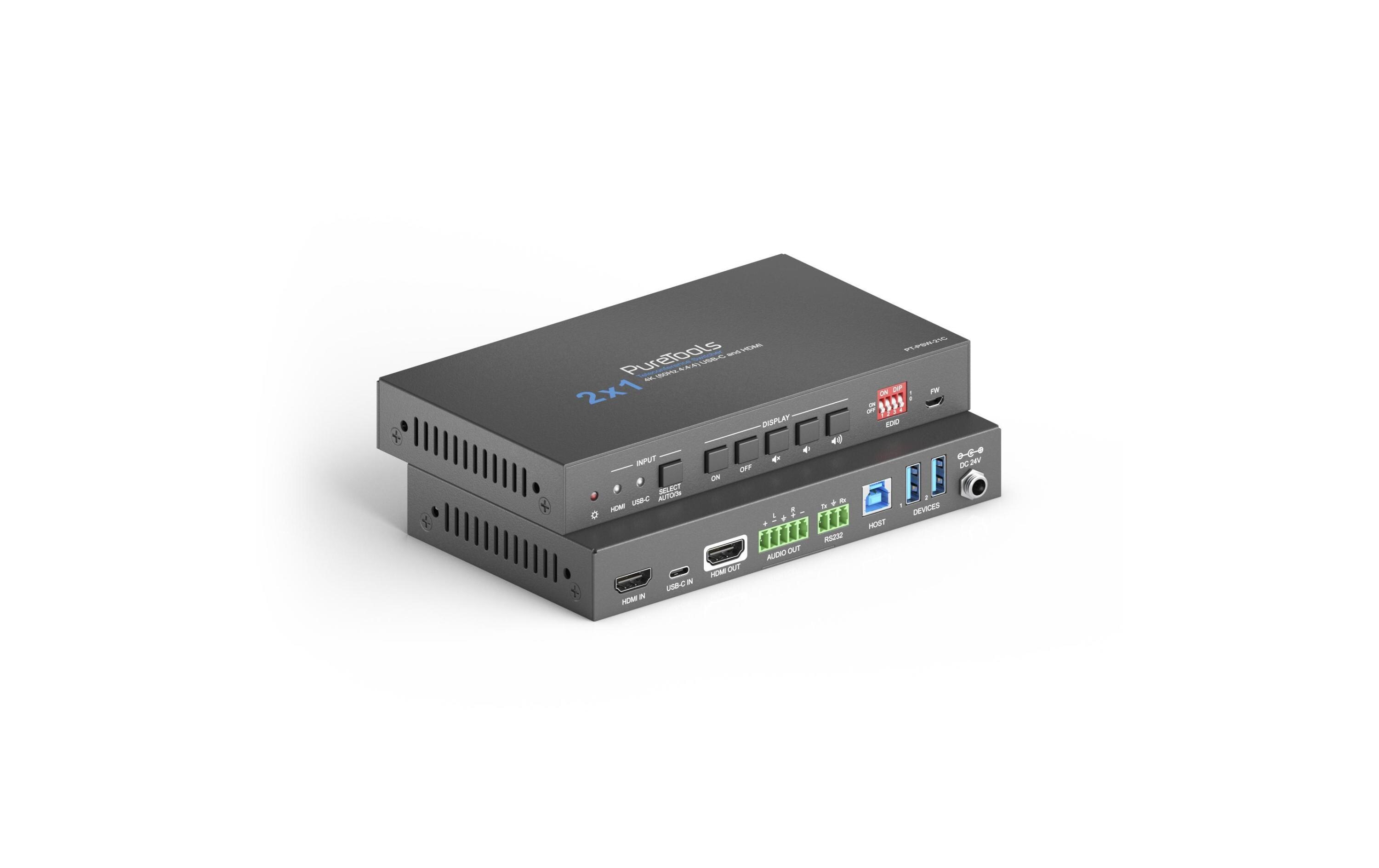Matrix Switcher PT-PSW-21C Multiformat Huddle Room<br>2x1 4K 18Gbps Multiformat Huddle Room Switcher