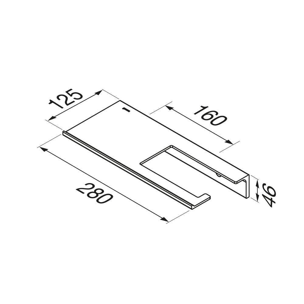 Geesa Leev planchet 28cm met toiletrolhouder zonder klep zwart