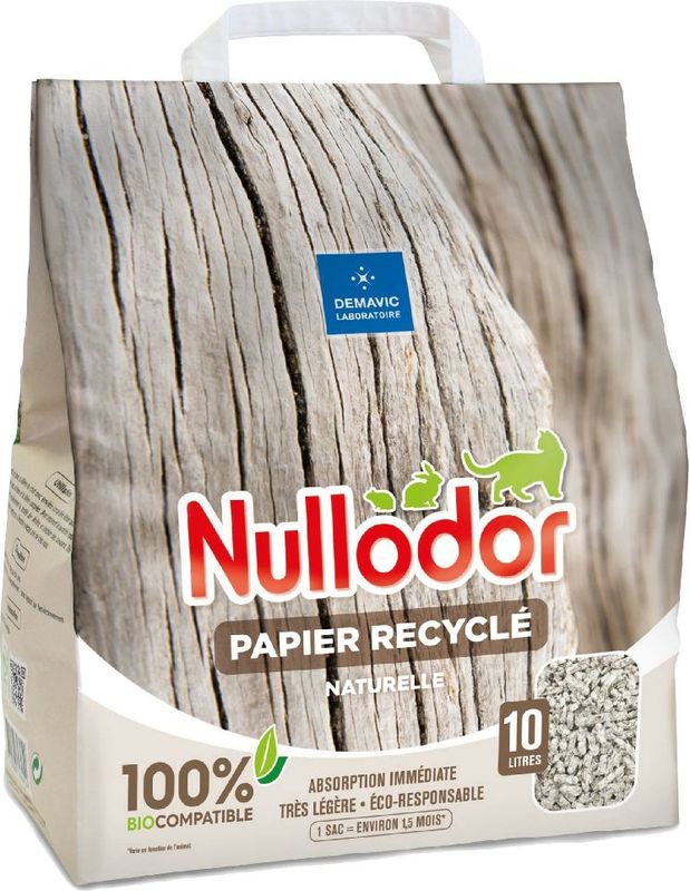 Dubbelpak 2x10l Nullodor Kattenbakvulling Papier Recyclé Kat