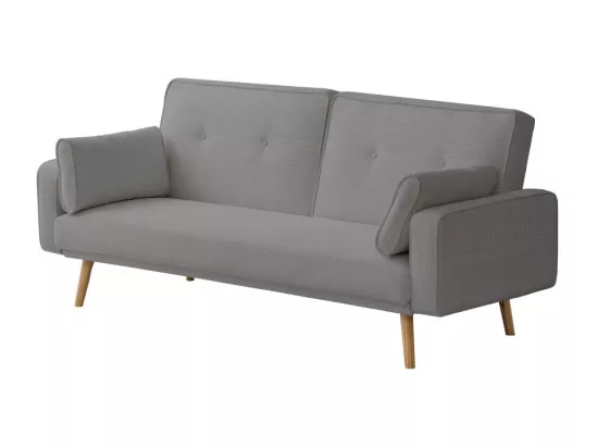 Canapé droit scandinave Elga convertible 3 places en velours côtelé - Gris - L205 x P85 x H87cm - Loungitude