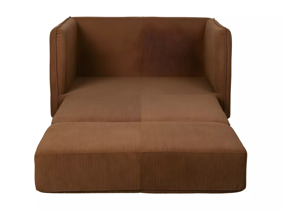 Jopie - Fauteuil convertible 109x200cm en velours côtelé - Terracotta