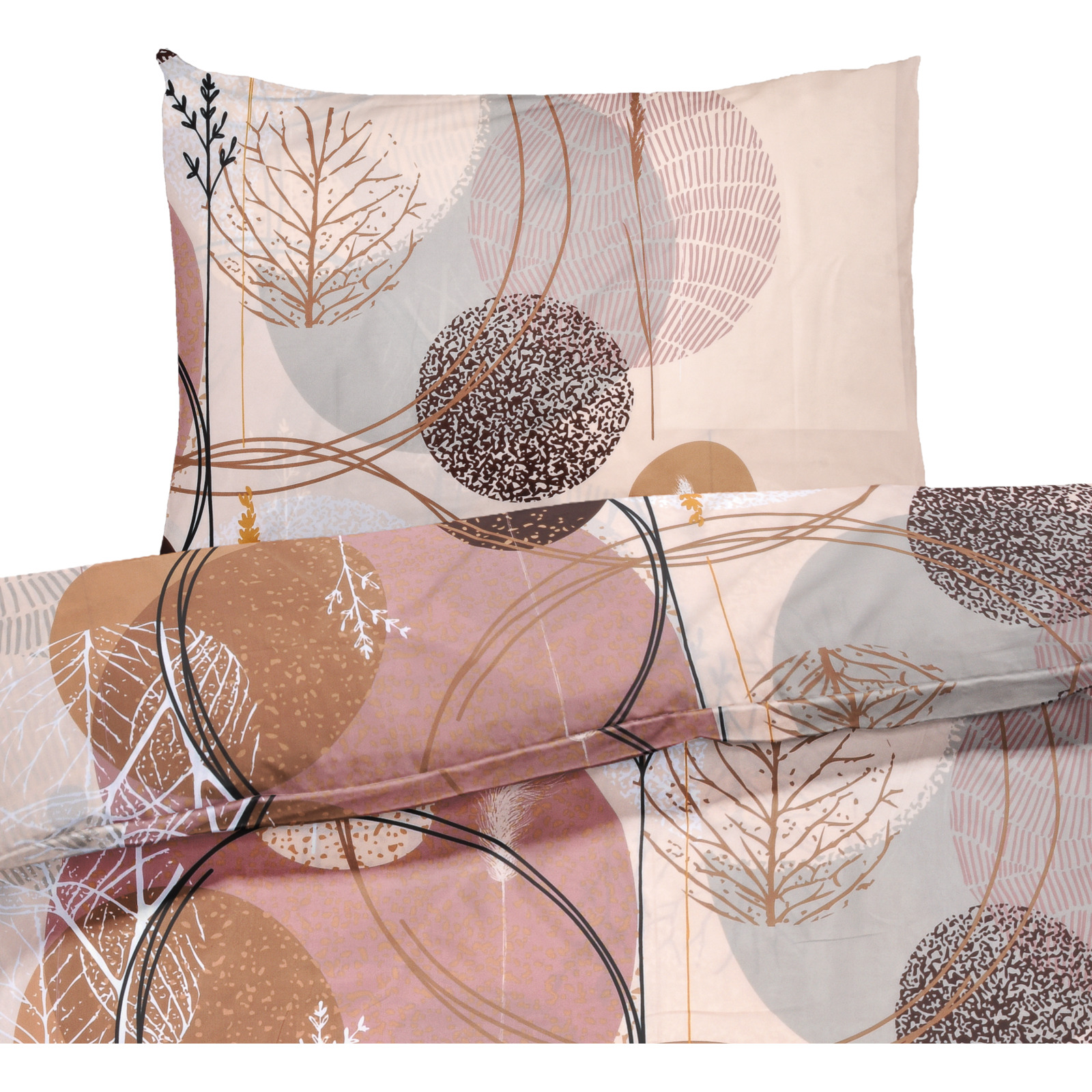 Bettwäsche Microfaser Blätter nude beige 50x70 Kissenbezug