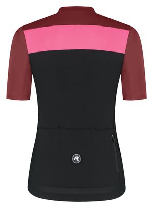 Maillot Manches Courtes Vélo Rogelli Core Block Noir/Bordeaux/Rose Femme
