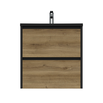Tiger Reverse Meubelset met 2 lades 60 cm Chalet eik / Mat zwart inclusief Quadro wastafel mat zwart
