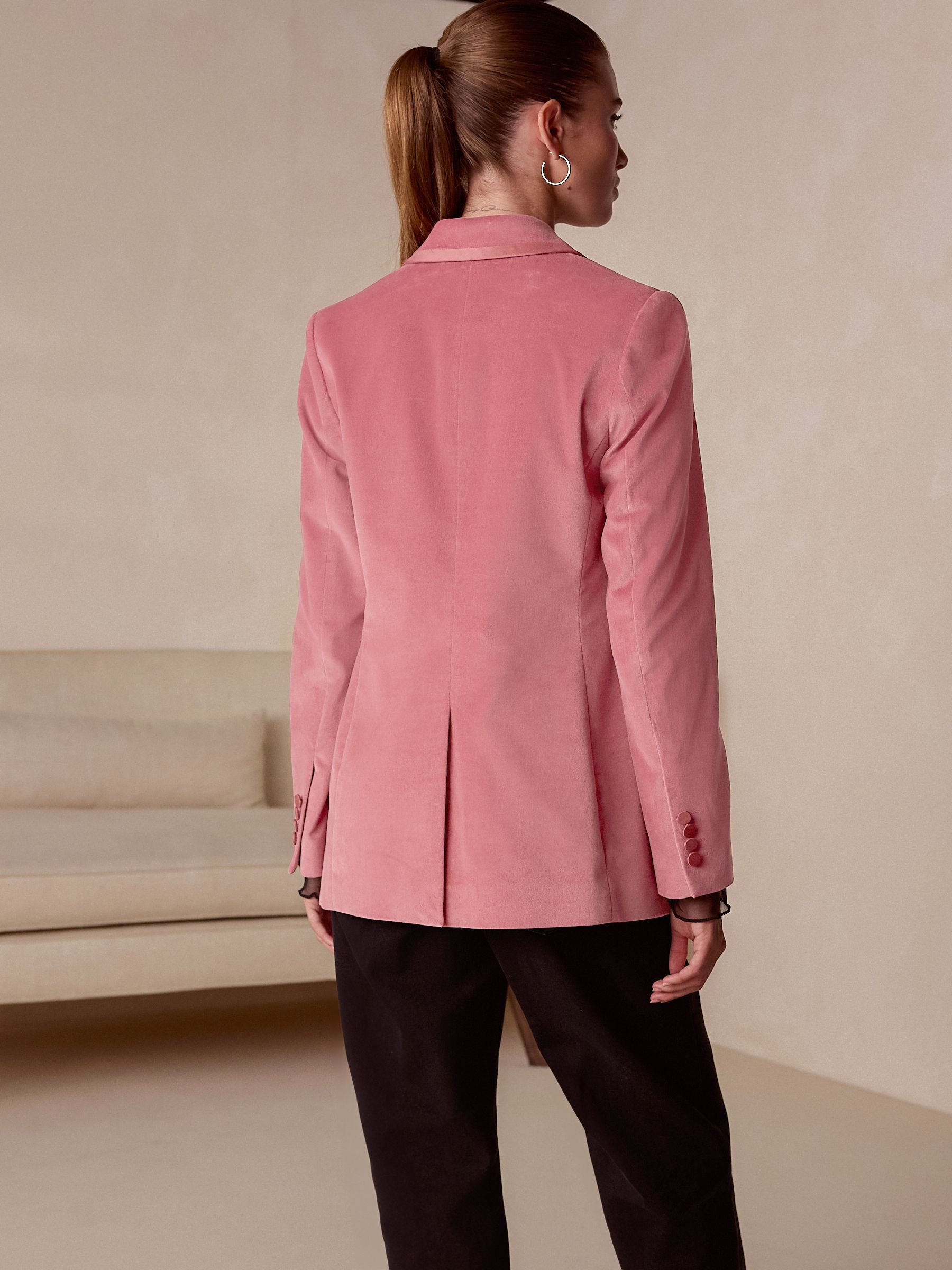 Roze - N. Premium Cotton Velvet Single Breasted Blazer