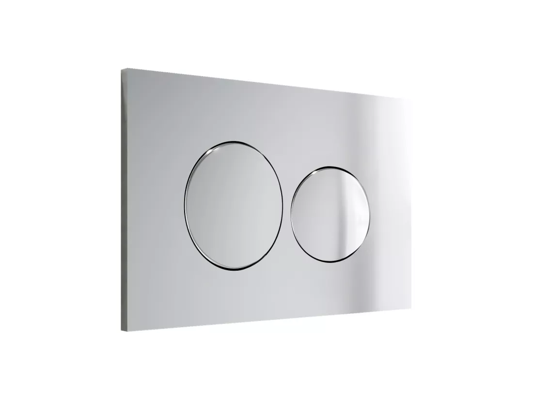 Pack WC suspendu blanc avec bâti-support et plaque de déclenchement chrome ronde - CLEMONA
