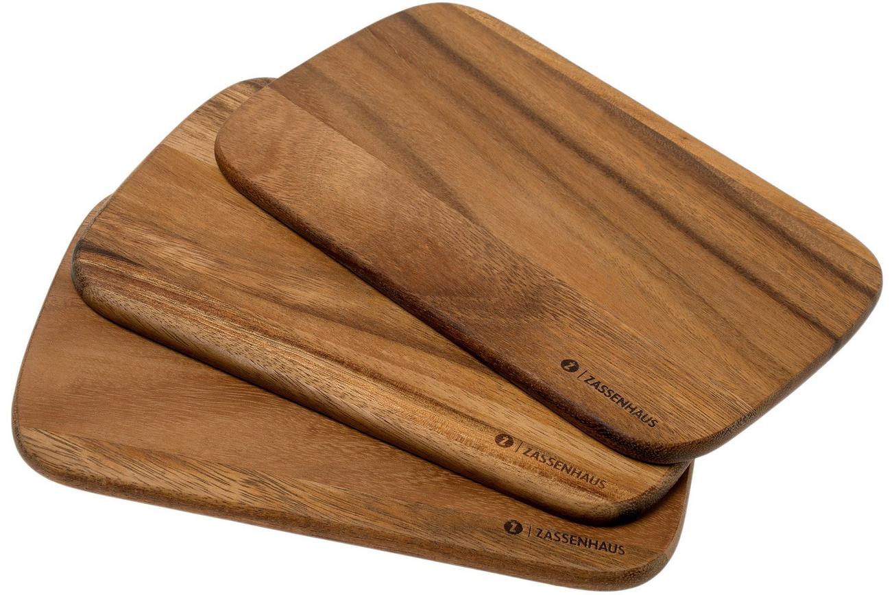 Zassenhaus snijplanken/ serveerplanken acaciahout 3 stuks 22x15x1 cm