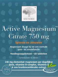 New Nordic Active Magnesium Citrate 750mg Tabletten 60TB