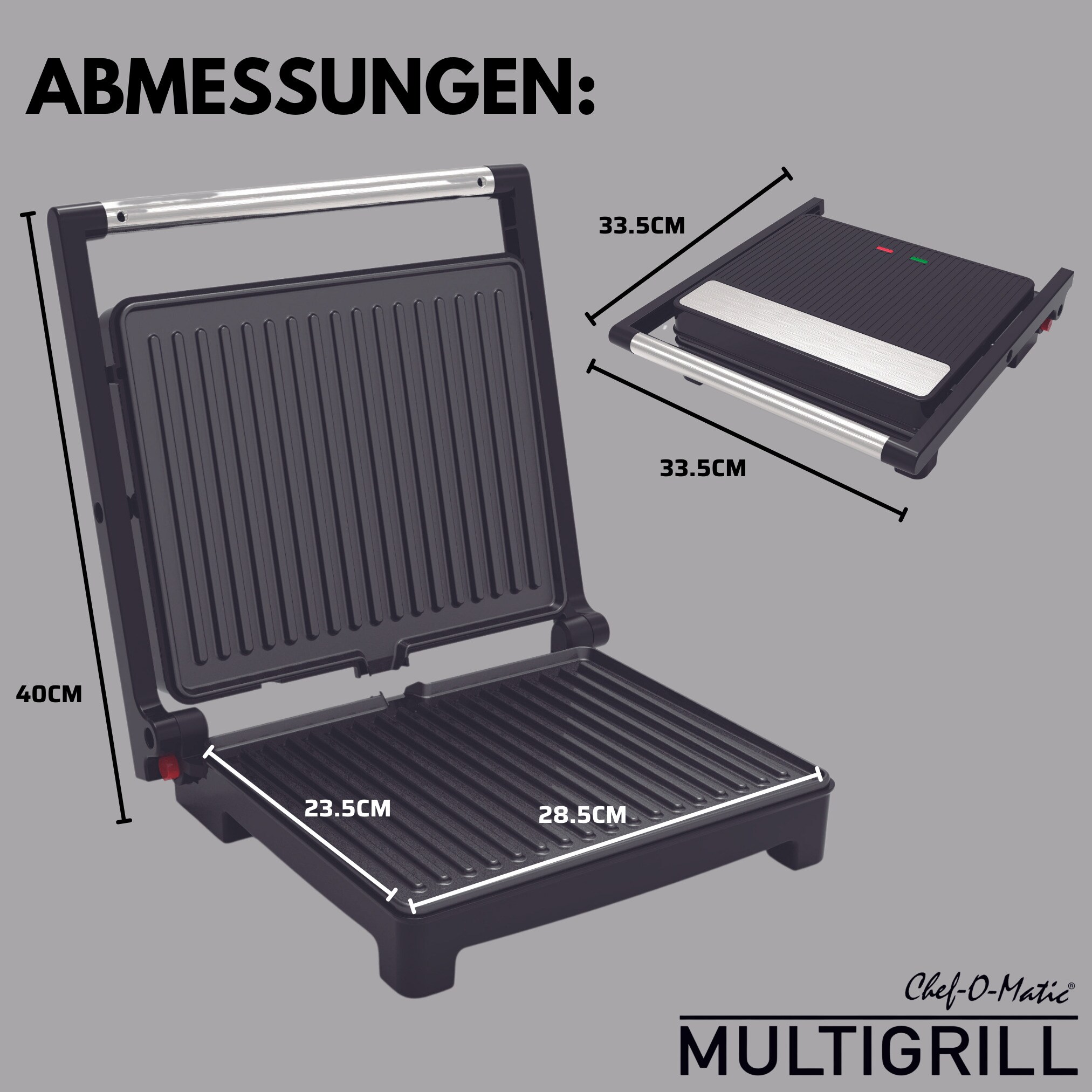 Best Direct® Kontaktgrill - Tischgrill, antihaftbeschichtet, klappbar Chef O Matic Multigrill