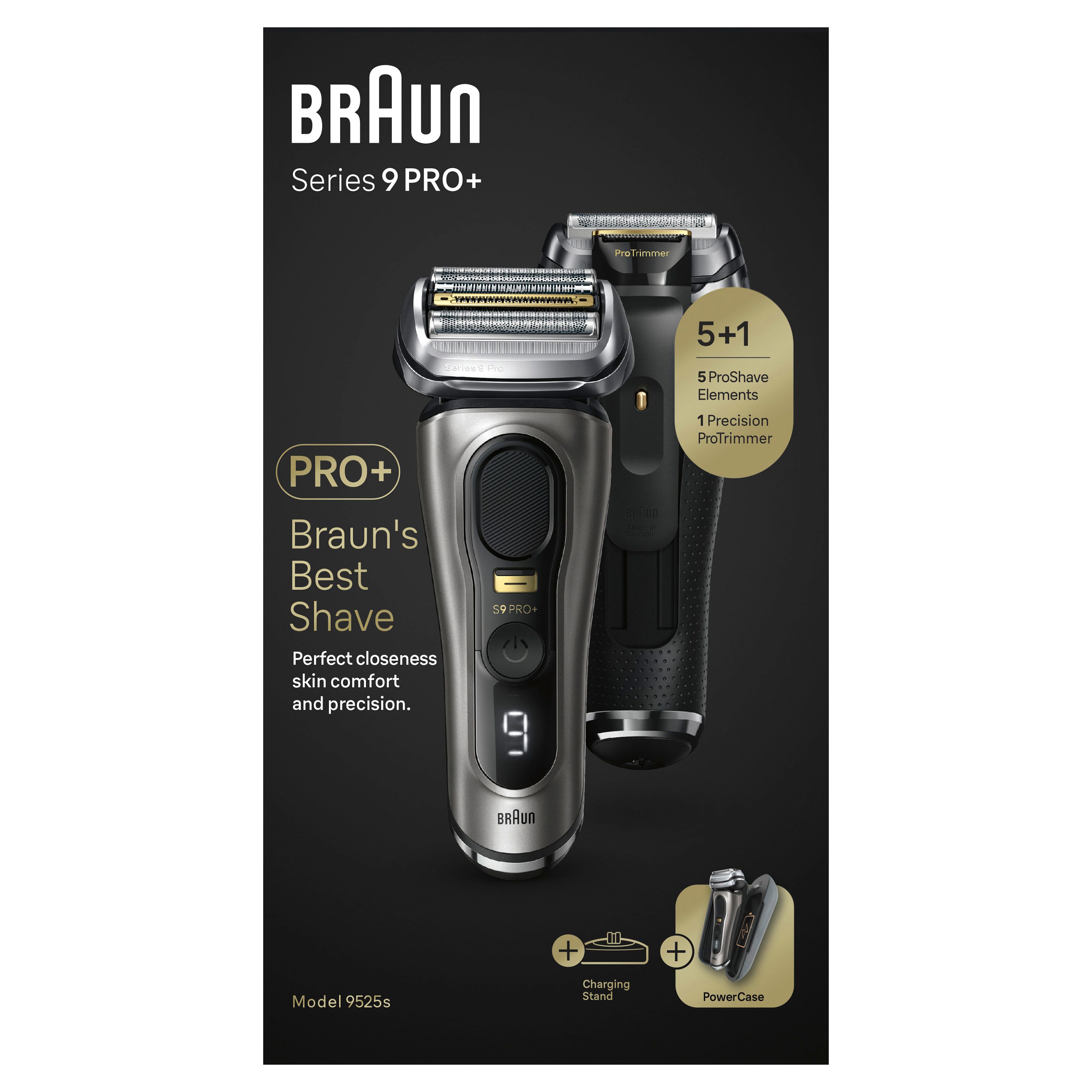Braun Series 9 Pro+ Elektrorasierer Rasierer-Ladeetui, Wet & Dry, 9525s