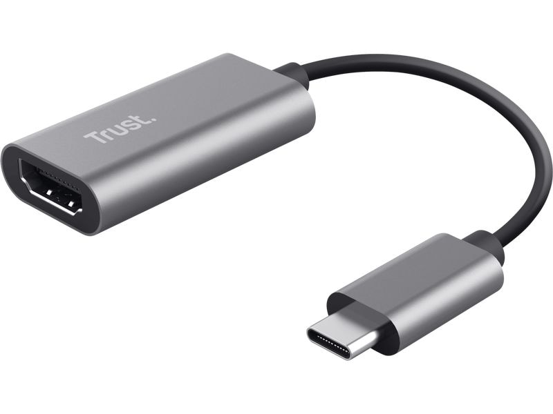 Trust Adapter USB-C-auf-HDMI USB Type-C - HDMI, Silber USB-C-auf-HDMI-Adapter mit Unterstützung für Ultra HD 4K Video und Mehrkanal-Audio