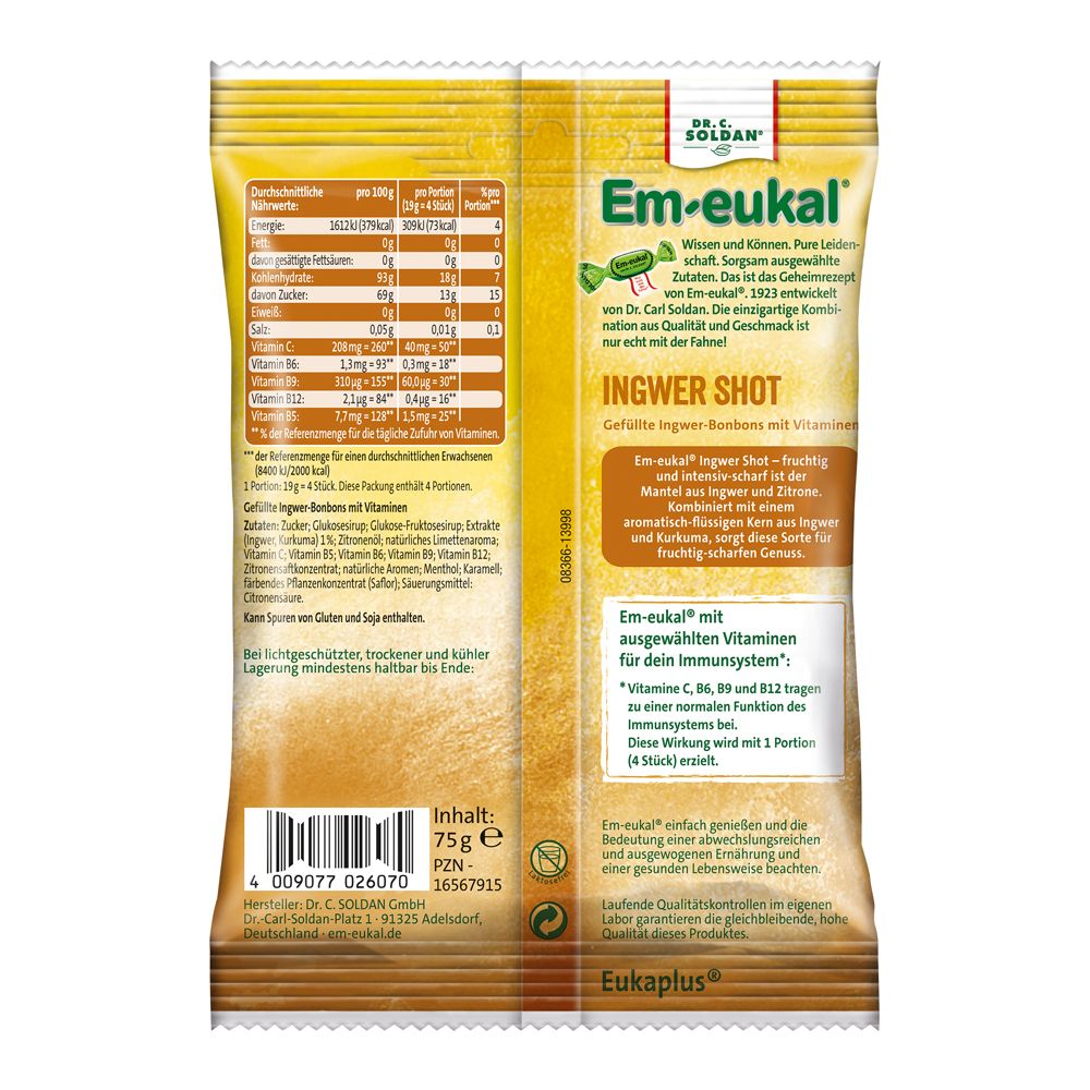Em-eukal® Ingwer Shot Hustenbonbon gefüllt