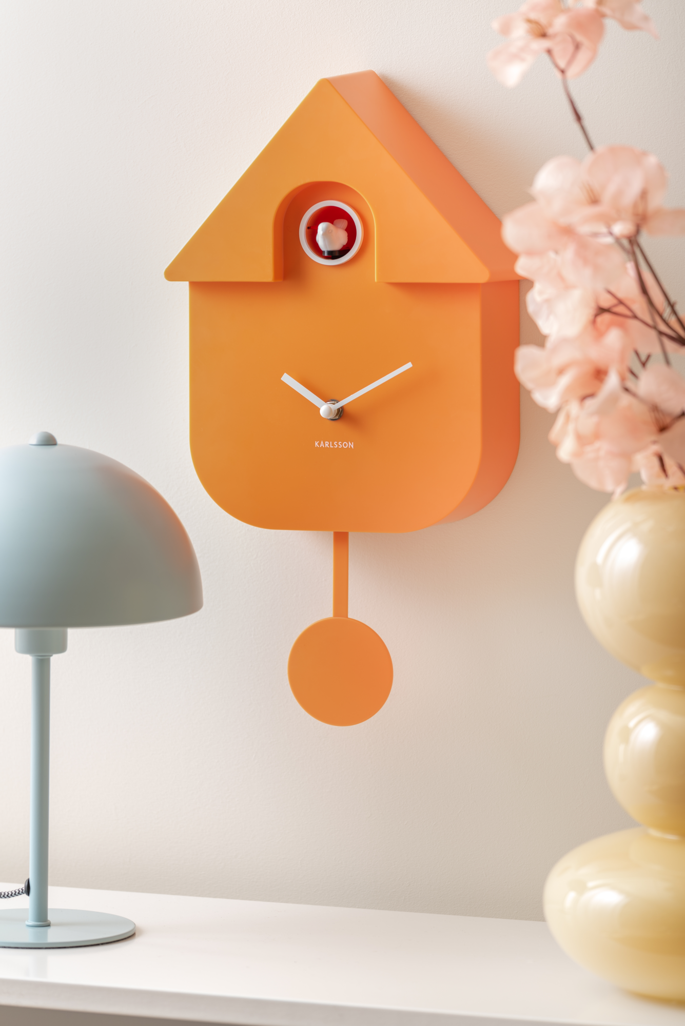Wall clock Modern Cuckoo ABS bright blue