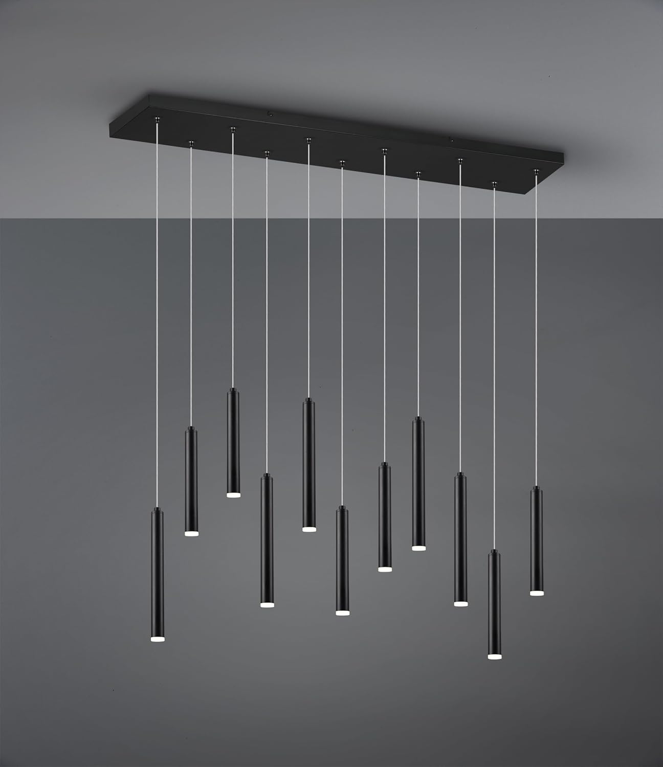 Trio Leuchten LED Pendelleuchte Tubular 321611132, Metall Schwarz matt, inkl. 11x 2.8 Watt LED, Switch Dimmer