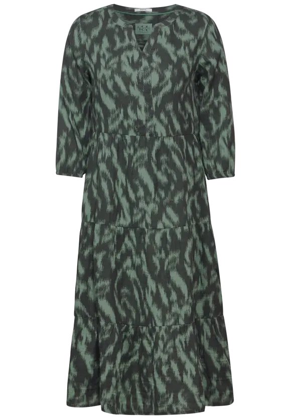 Musselin Print Kleid - strong khaki