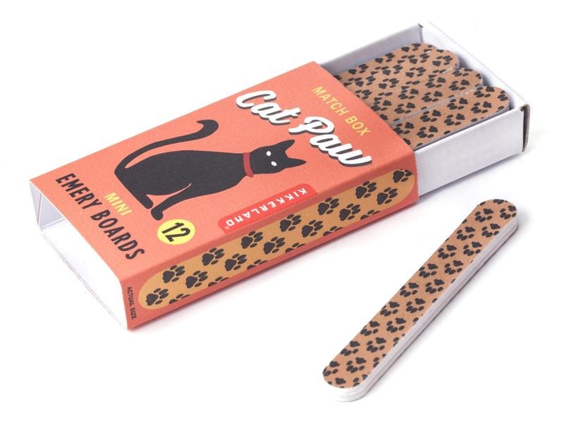 Kikkerland Nagelfeile Cat Paw Match Box Emery Boards 12 Stü Sandblattfeilen