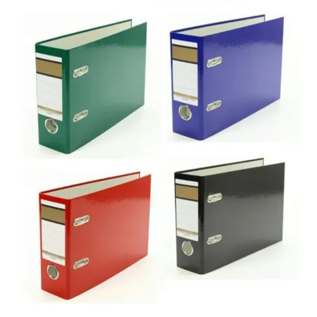 Livepac Office Ordner DIN A5, quer, 75 mm breit, 4 Stück je 1x in grün, blau, rot und schwarz